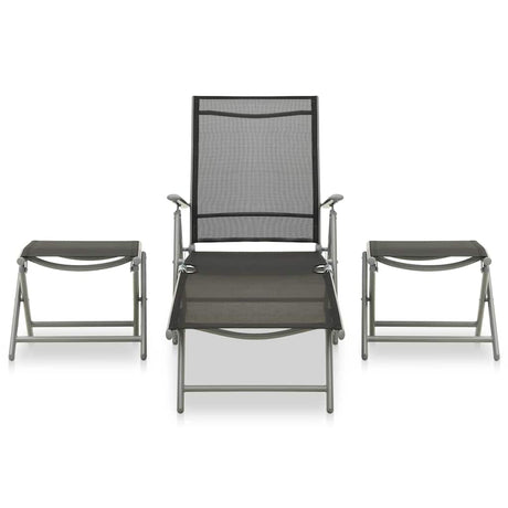 Vidaxl 3-delige loungeset textileen en aluminium zilverkleurig
