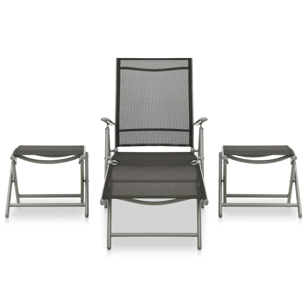 Vidaxl 3-delige loungeset textileen en aluminium zilverkleurig