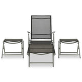Vidaxl 3-delige loungeset textileen en aluminium zilverkleurig