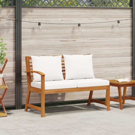 Vidaxl tuinbank met crèmekleurig kussen 114,5 cm massief acaciahout