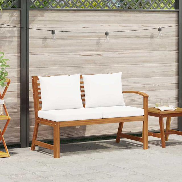 Vidaxl tuinbank met crèmekleurig kussen 114,5 cm massief acaciahout