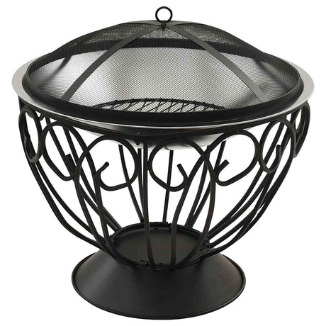Vidaxl vuurschaal en barbecue 2-in-1 met pook 59x59x60 cm rvs