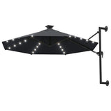 Vidaxl -Wandparasol mit LEDs 300 cm Anthrazit -gelenkt