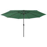 Vidaxl -Parasol mit LED -Beleuchtung und Metallpol 400 cm Grün