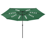 Vidaxl -Parasol mit LED -Beleuchtung und Metallpol 400 cm Grün