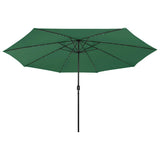 Vidaxl -Parasol mit LED -Beleuchtung und Metallpol 400 cm Grün