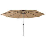 VIDAXL -Parasol mit LED -Beleuchtung und Metallpol 400 cm Taupe