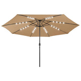 VIDAXL -Parasol mit LED -Beleuchtung und Metallpol 400 cm Taupe