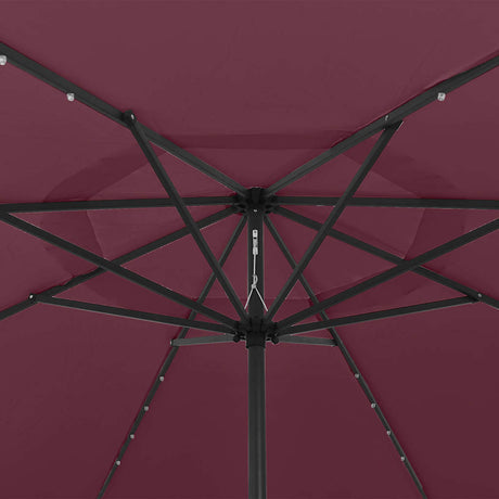 Vidaxl -Parasol mit LED -Beleuchtung und Metallpol 400 cm Bordeaux rot