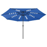 VidaXL Sonnenschirm mit LED-Beleuchtung 400 cm azurblau