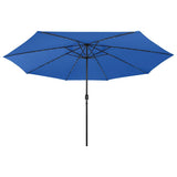 Vidaxl -Parasol mit LED -Beleuchtung und Metallpol 400 cm Azure Blau