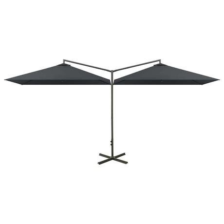 Vidaxl Parasol Double mit Stahlpol 600x300 cm Anthrazit -gelöscht