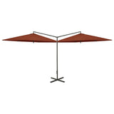 Vidaxl Parasol Doppel mit Stahlpol 600 cm Terrakotta -gelöscht