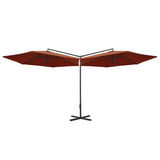 Vidaxl Parasol Doppel mit Stahlpol 600 cm Terrakotta -gelöscht