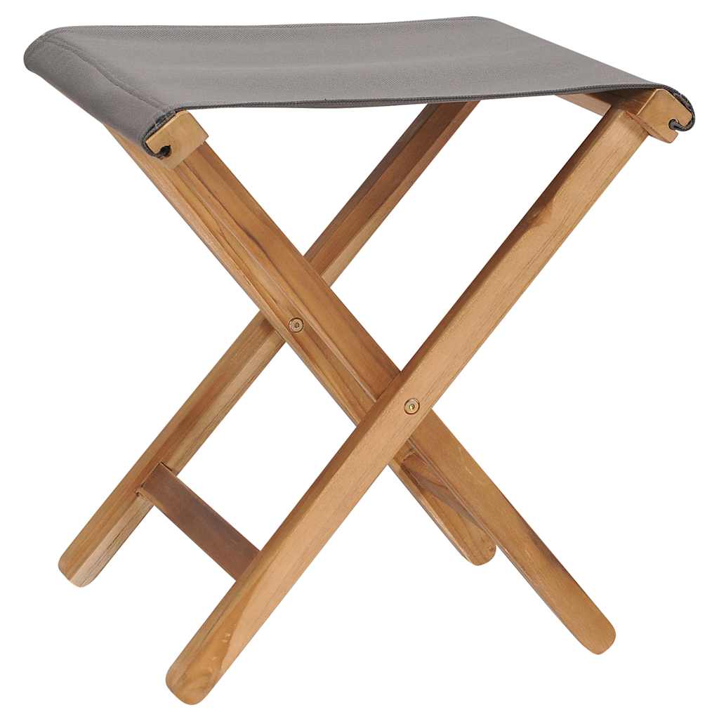 Vidaxl stoelen inklapbaar 2 st massief teakhout en stof donkergrijs