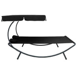 Vidaxl loungebed met luifel en kussens zwart