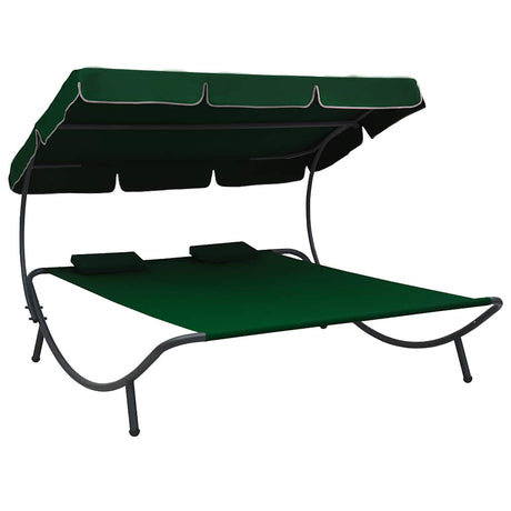 Vidaxl loungebed met luifel en kussens groen