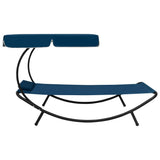 Vidaxl loungebed met luifel en kussen blauw