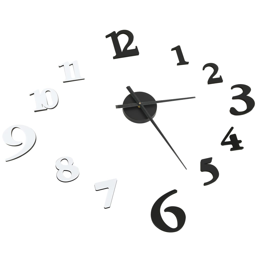 VidaXL 3D-Wanduhr modern XXL 100 cm Schwarz-Weiß