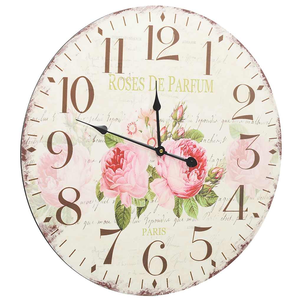 Vidaxl Wanduhr Vintage -Stil 60 cm Blumen