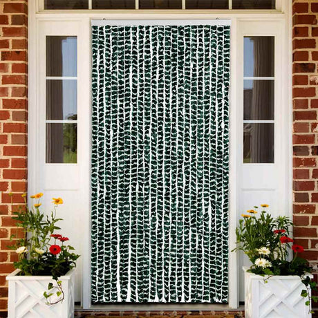 Vidaxl Fly Vorhang 90x220 cm Chenille grün und weiß