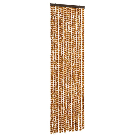 Vidaxl Fly Vorhang 56x185 cm Chenille Ocker und Weiß