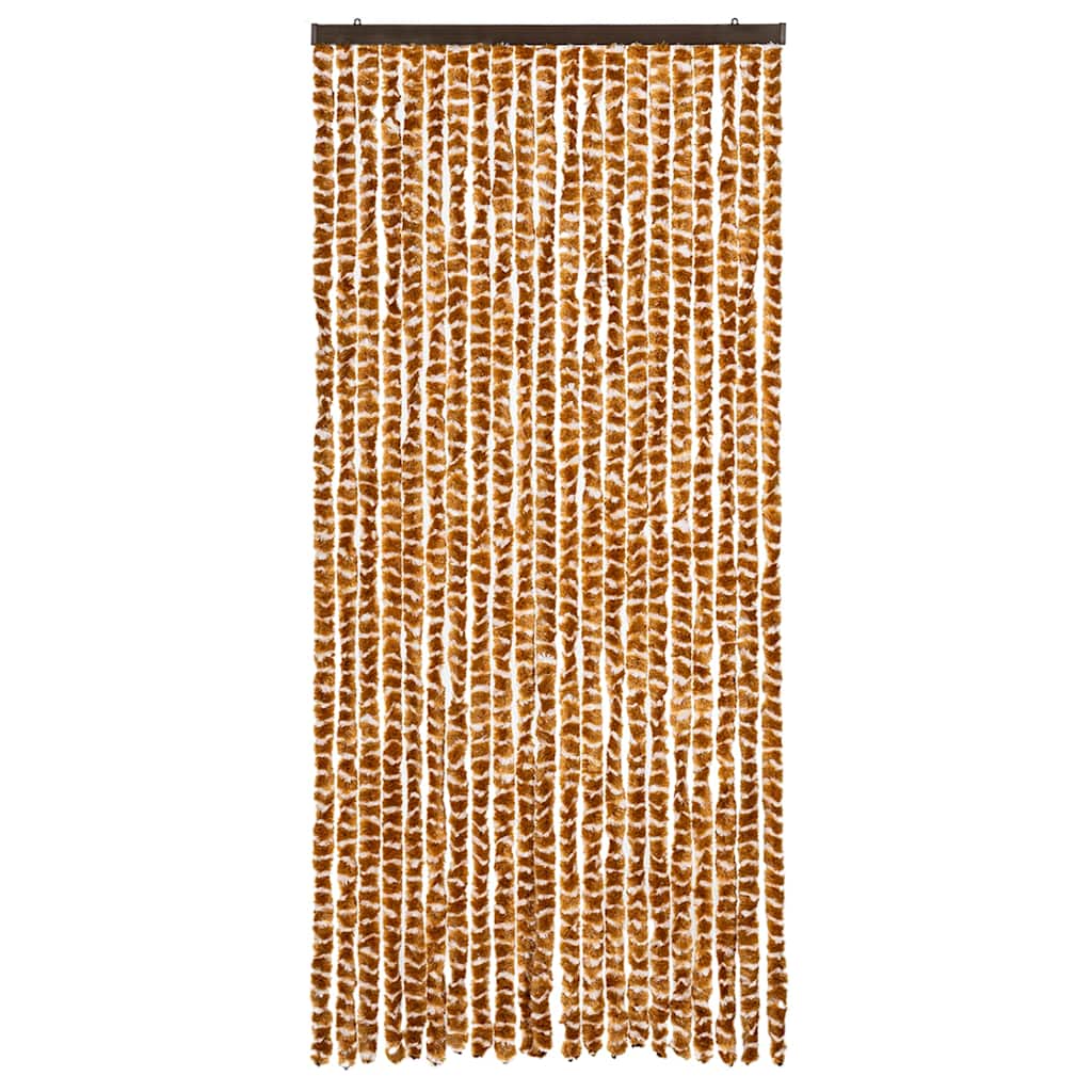 Vidaxl Fly Vorhang 90x220 cm Chenille Ocker und Weiß