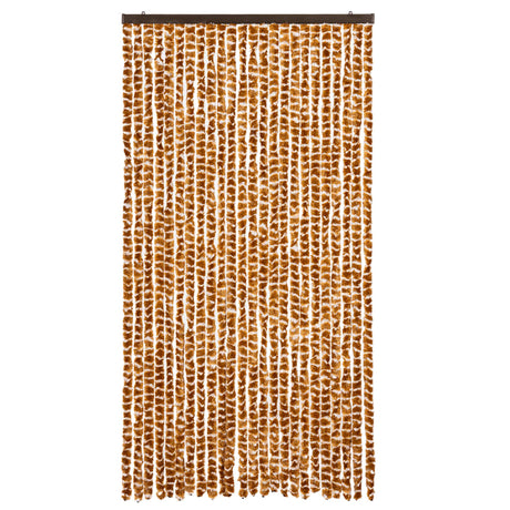 Vidaxl Fly Vorhang 100x220 cm Chenille Ocker und Weiß