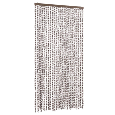 Vidaxl Fly Vorhang 100x220 cm Chenille Taupe und Weiß