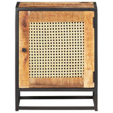 Vidaxl nachtkastje 40x30x50 cm ruw mangohout en natuurlijk riet