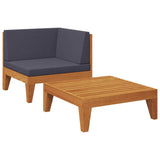 Vidaxl 2-delige loungeset met kussens massief acaciahout