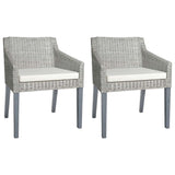 Vidaxl eetkamerstoelen 2 st met kussens natuurlijk rattan grijs