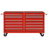 Vidaxl -Werkzeugwagen mit 14 Schubladen Stahlrot
