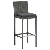 Vidaxl tuinbarkrukken met kussens 4 st poly rattan grijs