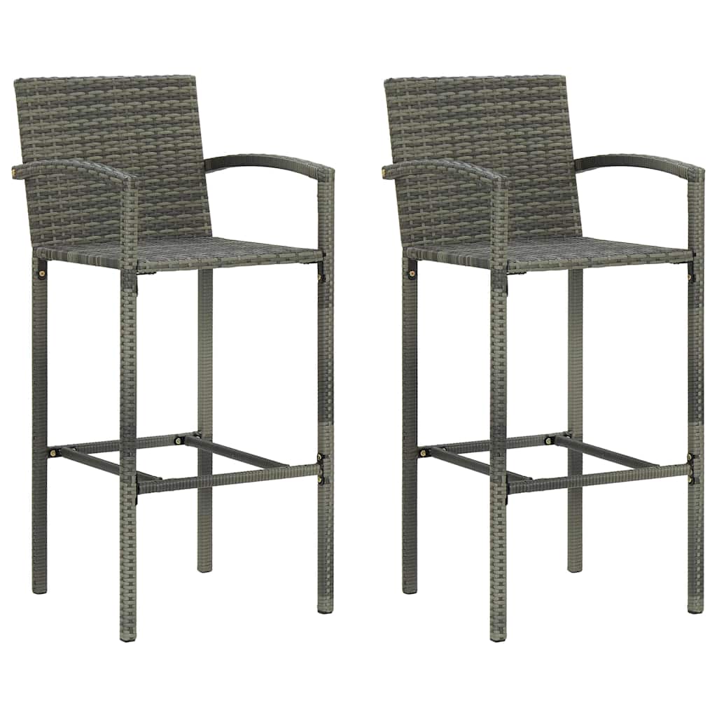 Vidaxl barkrukken 2 st poly rattan grijs