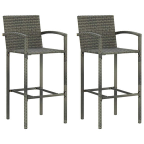 Vidaxl barkrukken 2 st poly rattan grijs