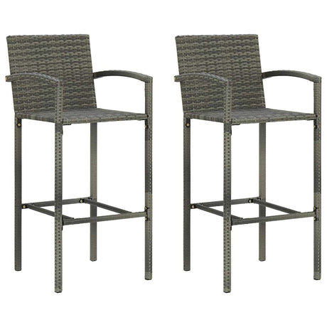 Vidaxl barkrukken 2 st poly rattan grijs
