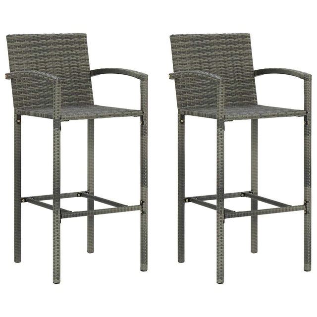 Vidaxl barkrukken 2 st poly rattan grijs