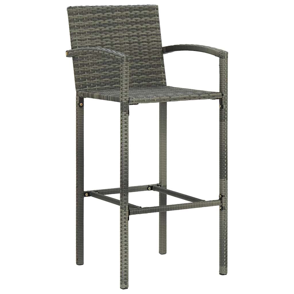 Vidaxl barkrukken 2 st poly rattan grijs