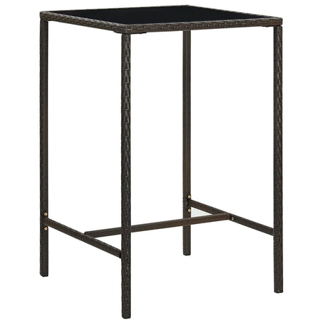 Vidaxl tuinbartafel 70x70x110 cm poly rattan en glas bruin