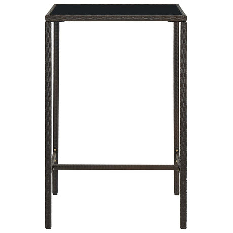 Vidaxl tuinbartafel 70x70x110 cm poly rattan en glas bruin