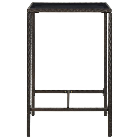 Vidaxl tuinbartafel 70x70x110 cm poly rattan en glas bruin