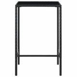 Vidaxl tuinbartafel 70x70x110 cm poly rattan en glas zwart