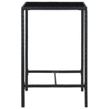 Vidaxl tuinbartafel 70x70x110 cm poly rattan en glas zwart