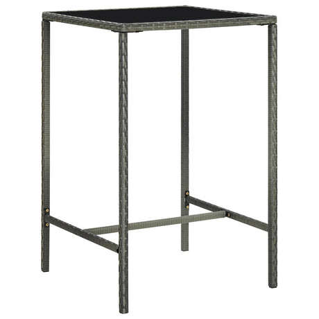 Vidaxl tuinbartafel 70x70x110 cm poly rattan en glas grijs