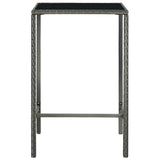 Vidaxl tuinbartafel 70x70x110 cm poly rattan en glas grijs