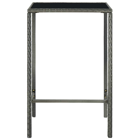 Vidaxl tuinbartafel 70x70x110 cm poly rattan en glas grijs