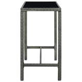 Vidaxl tuinbartafel 130x60x110 cm poly rattan en glas grijs