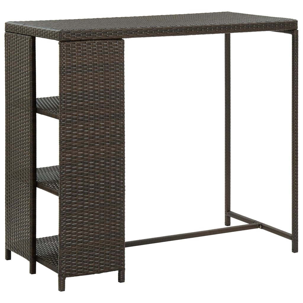 Vidaxl bartafel met opbergrek 120x60x110 cm poly rattan bruin