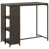 Vidaxl bartafel met opbergrek 120x60x110 cm poly rattan bruin